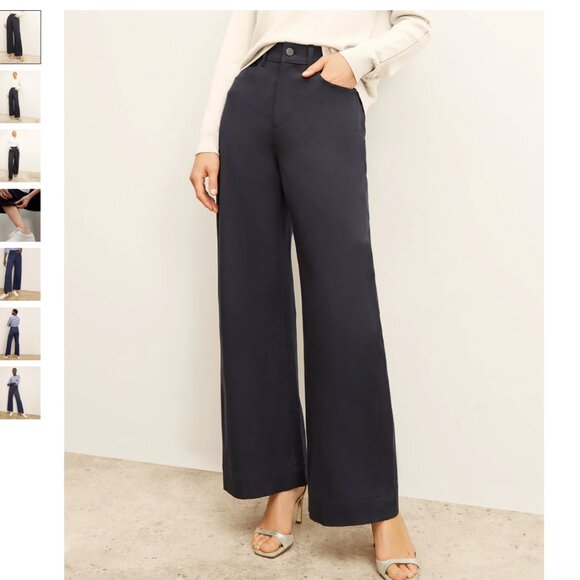 MM Lafleur pants jeans 8 The Milo Wide-Leg Jean Dark Navy Blue high rise - Picture 1 of 9